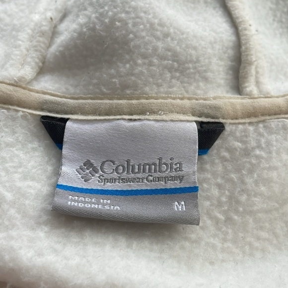 Columbia full zip hooded fleece jacket Cream Womens size M Warm Comfy Neutral - Picture 10 of 12